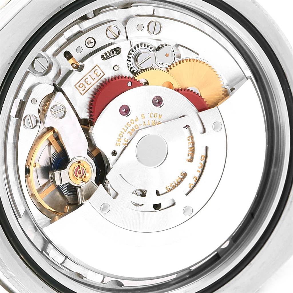 This image shows the internal mechanism of the Rolex Datejust 41 116334 Men's Stainless Steel Blue Dial 116334 Men's Stainless Steel Blue Dial model from the back.