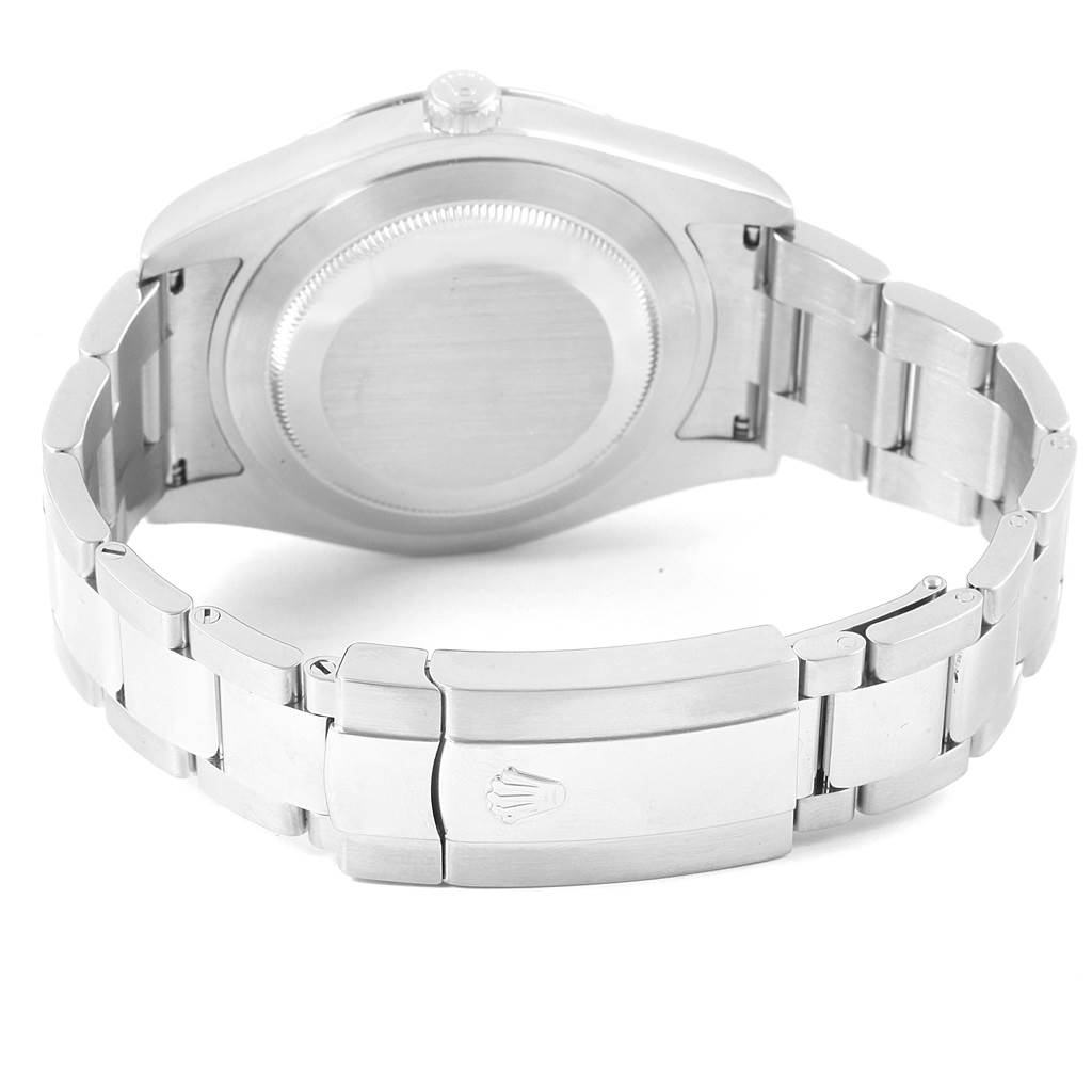 The image shows the back case and bracelet clasp of the Rolex Datejust 41 116334 Men's Stainless Steel Blue Dial 116334 Men's Stainless Steel Blue Dial watch from a rear angle.