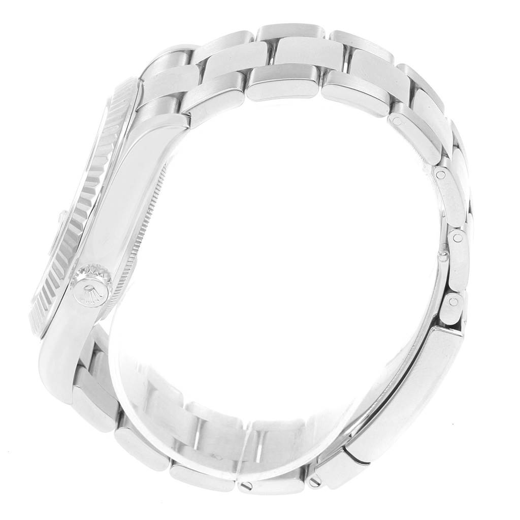 This image shows the side view of the Rolex Datejust 41 116334 Men's Stainless Steel Black Dial 116334 Men's Stainless Steel Black Dial watch, focusing on the bracelet and crown.