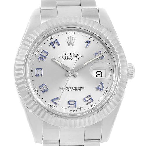 Photo of Rolex Datejust II 41 Steel White Gold Blue Arabic Numerals Watch 116334