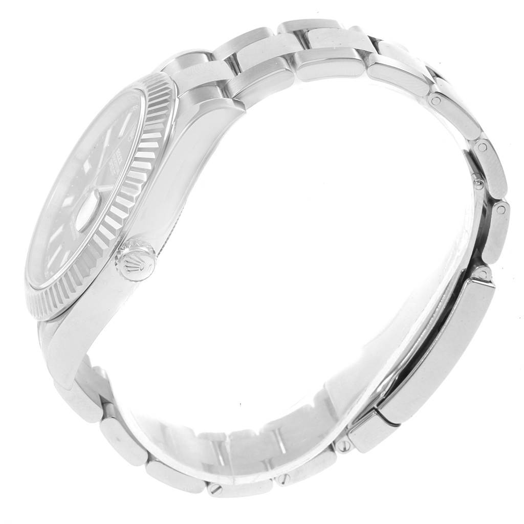 This image shows a side view of a Rolex Datejust 41 116334 Men's Stainless Steel Blue Dial 116334 Men's Stainless Steel Blue Dial model, highlighting the case, bezel, crown, and bracelet.