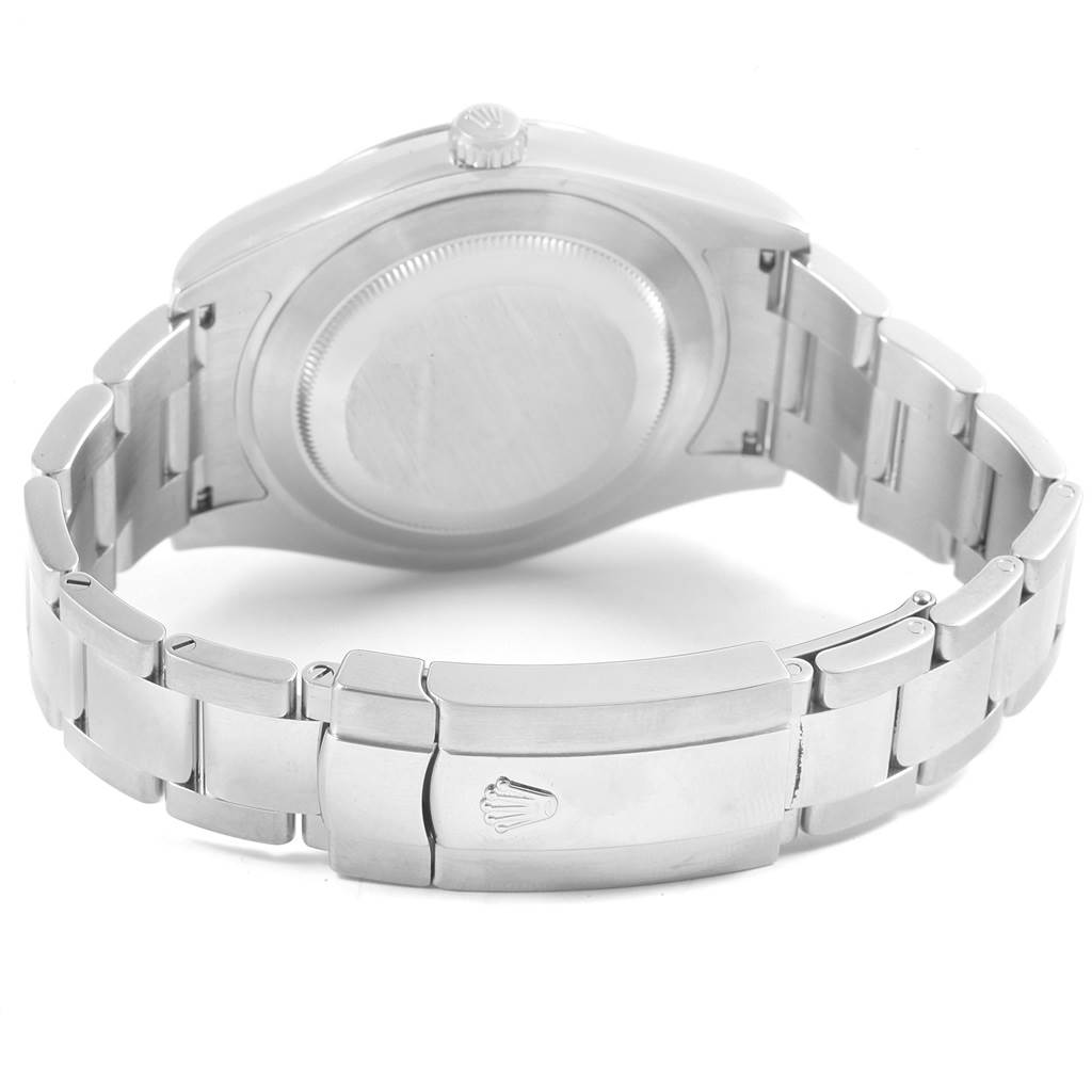 This image shows the back view of a Rolex Datejust 41 116334 Men's Stainless Steel Blue Dial 116334 Men's Stainless Steel Blue Dial watch, highlighting the bracelet and clasp.