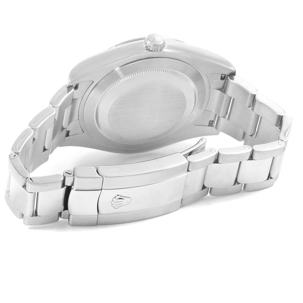 This image shows the backside and clasp of a Rolex Datejust 41 116334 Men's Stainless Steel Blue Dial 116334 Men's Stainless Steel Blue Dial watch, highlighting the case back and bracelet.