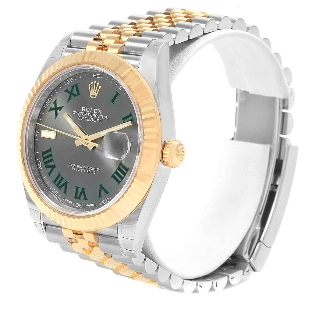 The Rolex Datejust 41 126333 Men's Steel and Gold (two tone) Grey Dial 126333 Men's Steel and Gold (two tone) Grey Dial watch is shown at an angle highlighting its face, bezel, crown, and bracelet.