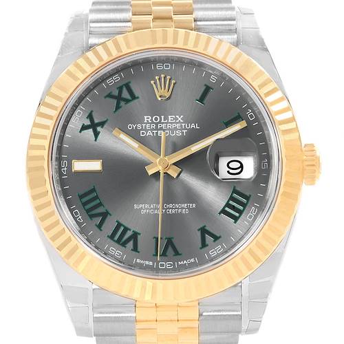 Photo of Rolex Datejust 41 Steel Yellow Gold Green Roman Watch 126333 Unworn