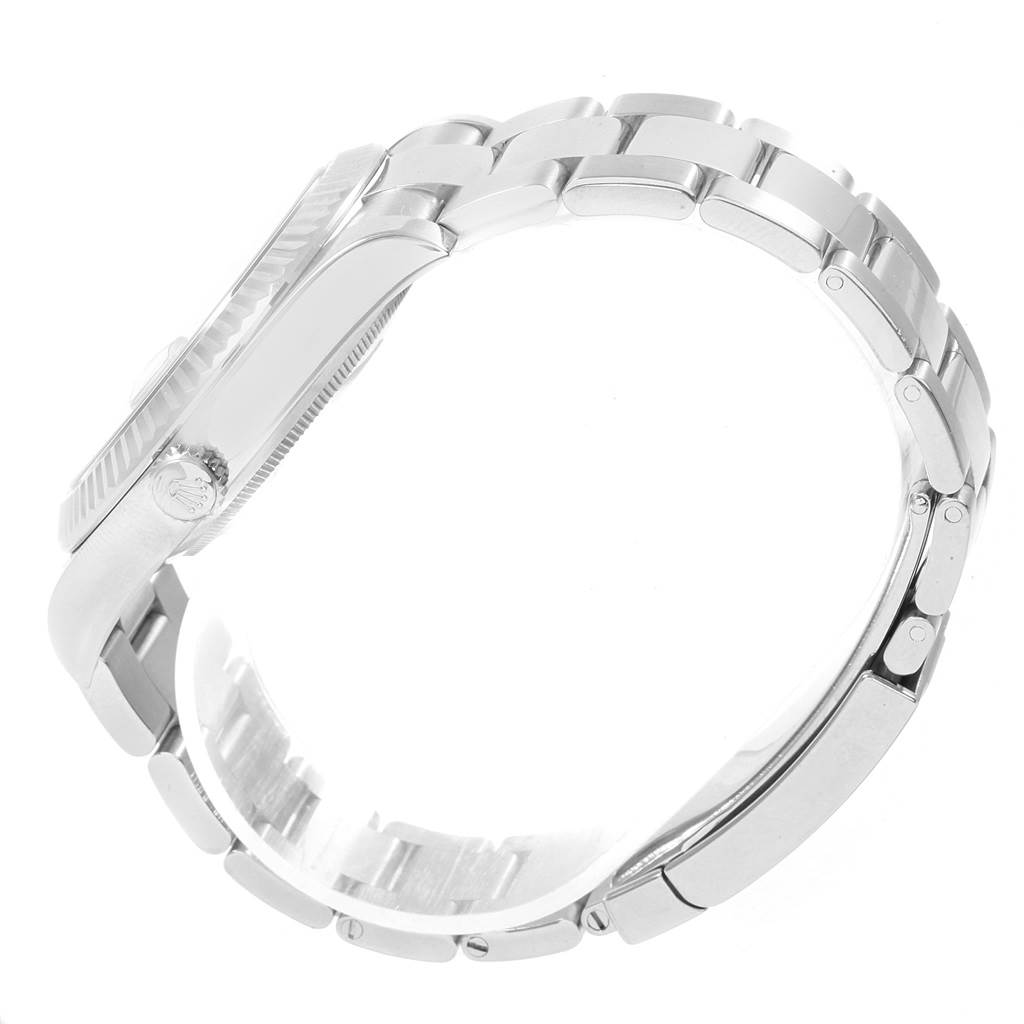 This side-view angle shows the bracelet, case, crown, and part of the bezel of a Rolex Datejust 41 116334 Men's Stainless Steel Silver Dial 116334 Men's Stainless Steel Silver Dial watch.