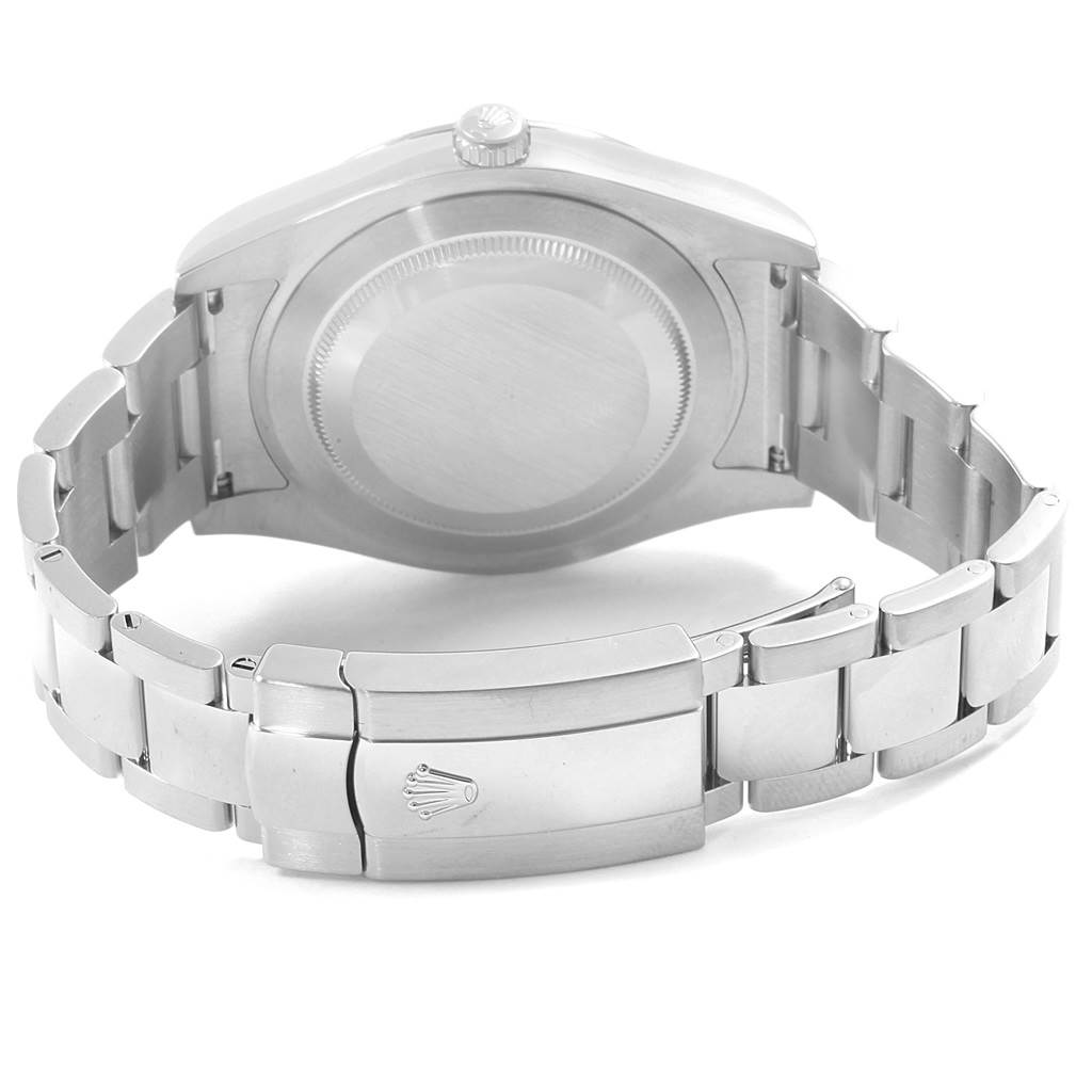 The image shows the back view of the Rolex Datejust 41 116334 Men's Stainless Steel Blue Dial 116334 Men's Stainless Steel Blue Dial watch, highlighting the case back and bracelet with the clasp.