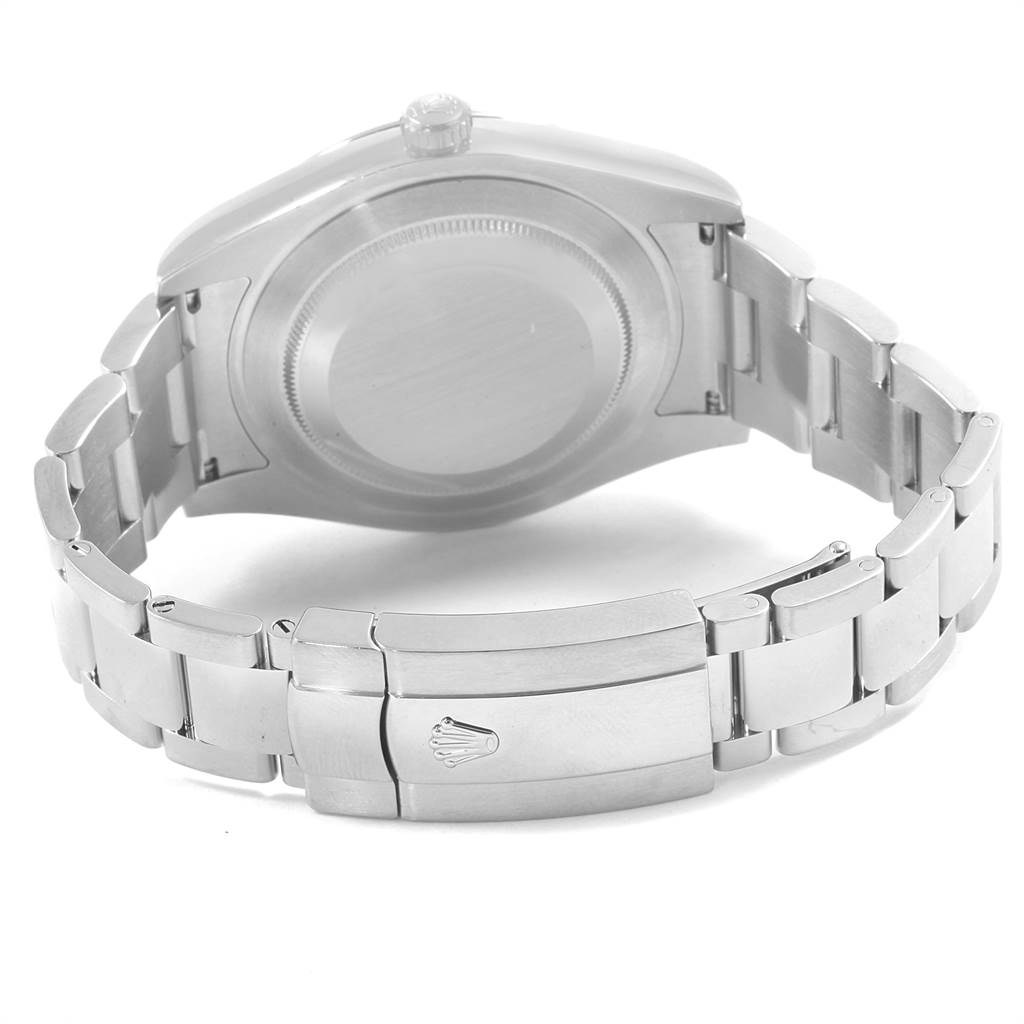 The image shows the clasp and case back of a Rolex Datejust 41 116300 Men's Stainless Steel Blue Dial 116300 Men's Stainless Steel Blue Dial watch, viewed from the rear at a slight angle.