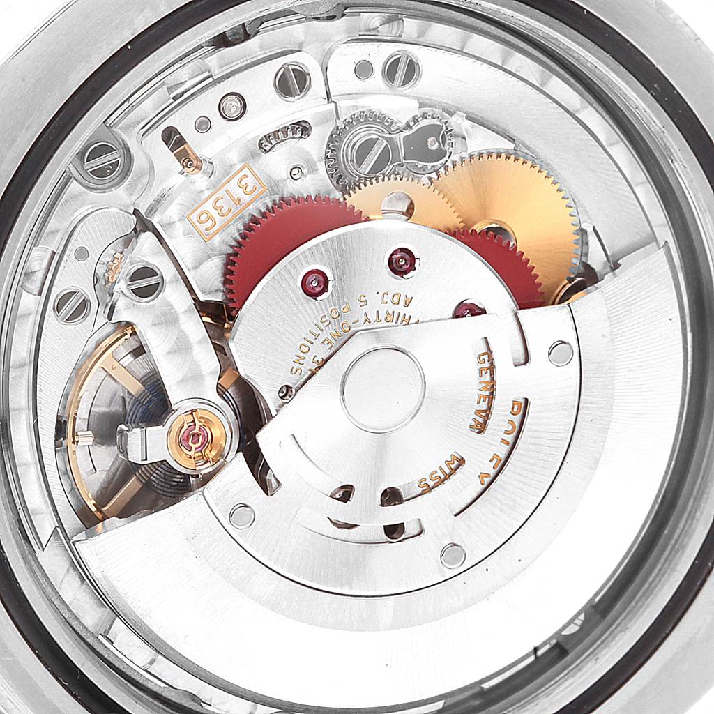 This image shows the internal mechanism of the Rolex Datejust 41 116334 Men's Stainless Steel Silver Dial 116334 Men's Stainless Steel Silver Dial model from a back angle.