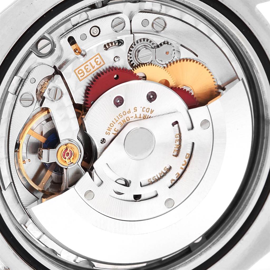 This image shows the inner mechanical movement of the Rolex Datejust 41 116334 Men's Stainless Steel Blue Dial 116334 Men's Stainless Steel Blue Dial model, highlighting gears and components.