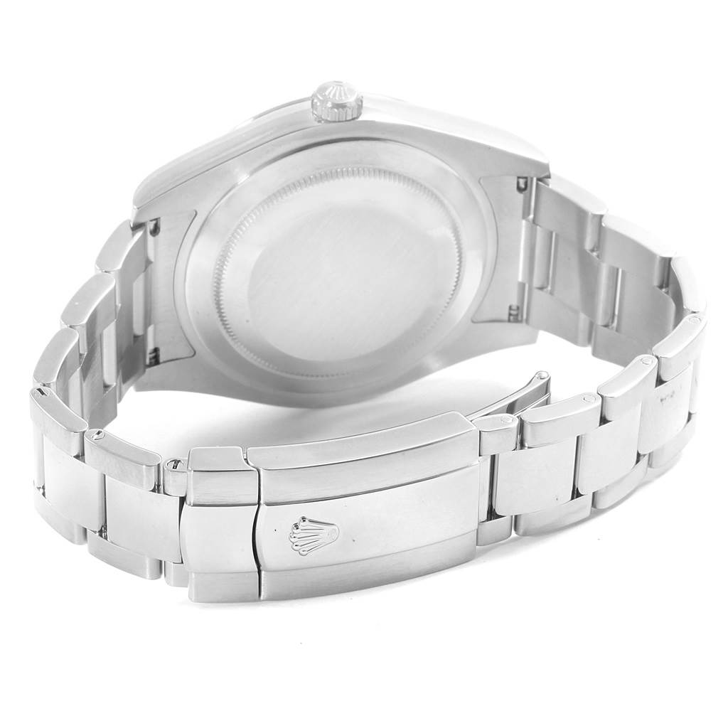 The image shows the back case and bracelet clasp of a Rolex Datejust 41 116334 Men's Stainless Steel Blue Dial 116334 Men's Stainless Steel Blue Dial watch.