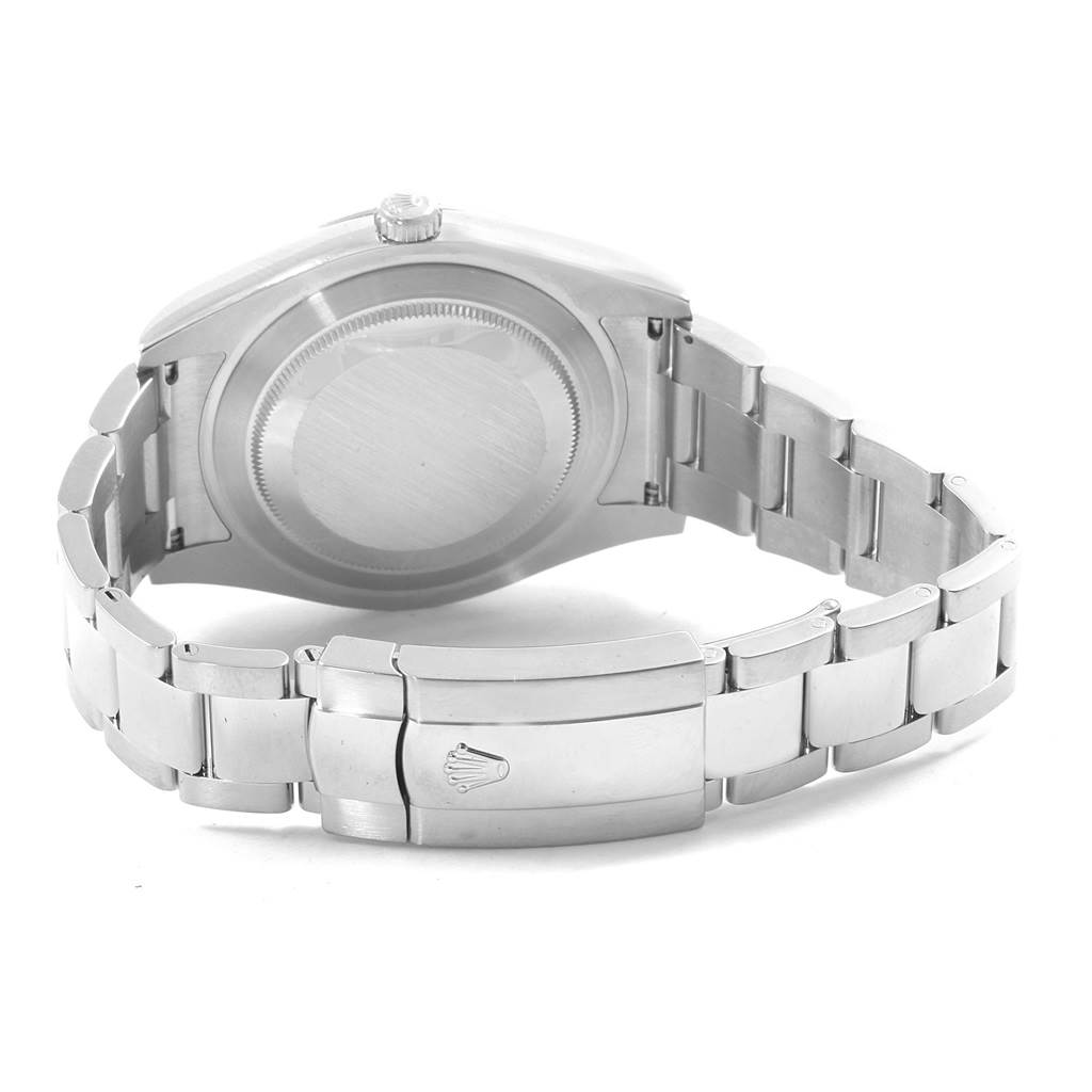 This image shows the back and bracelet of a Rolex Datejust 41 116334 Men's Stainless Steel Grey Dial 116334 Men's Stainless Steel Grey Dial watch, highlighting the caseback and clasp.