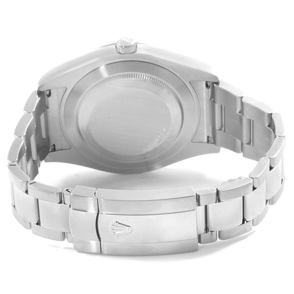 The image shows the back side, bracelet, and clasp of a Rolex Datejust 41 116334 Men
s Stainless Steel Grey Dial 116334 Men
s Stainless Steel Grey Dial watch.