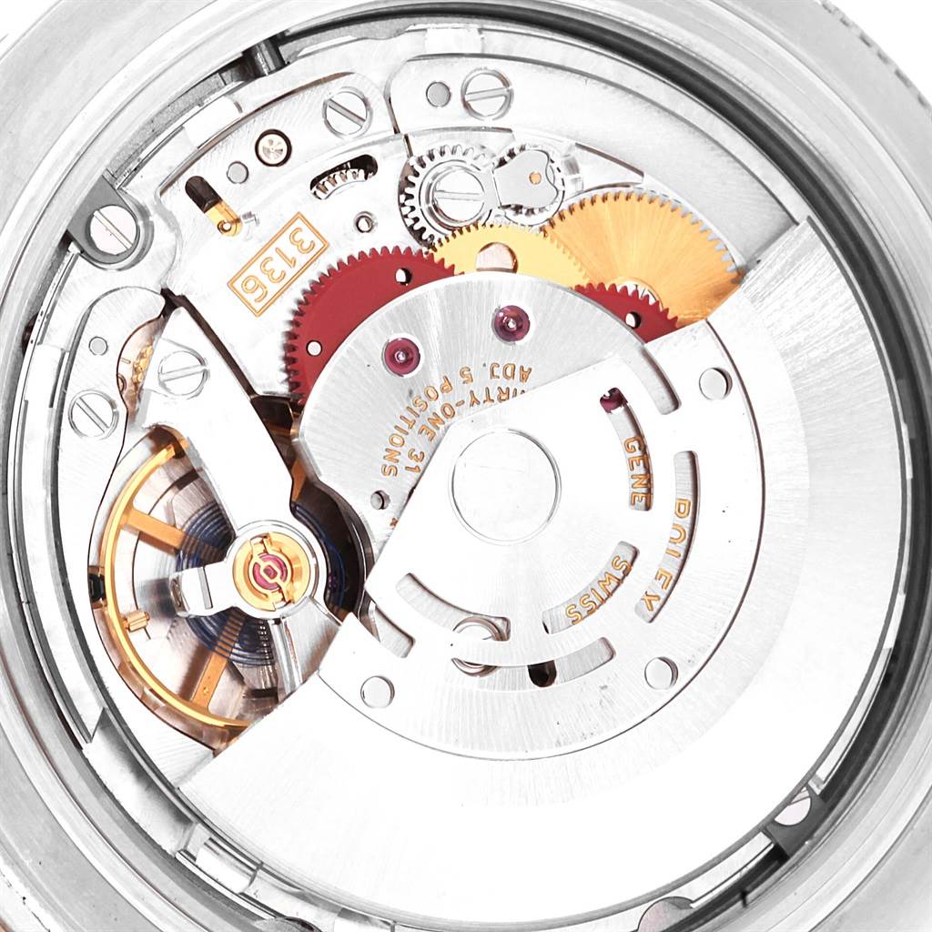 This is an internal view showing the movement mechanism of the Rolex Datejust 41 116334 Men's Stainless Steel Blue Dial 116334 Men's Stainless Steel Blue Dial watch.