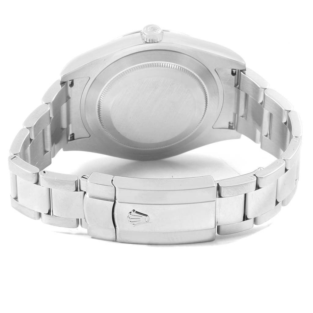 This image shows the back case and bracelet clasp of a Rolex Datejust 41 116300 Men's Stainless Steel Blue Dial 116300 Men's Stainless Steel Blue Dial watch.