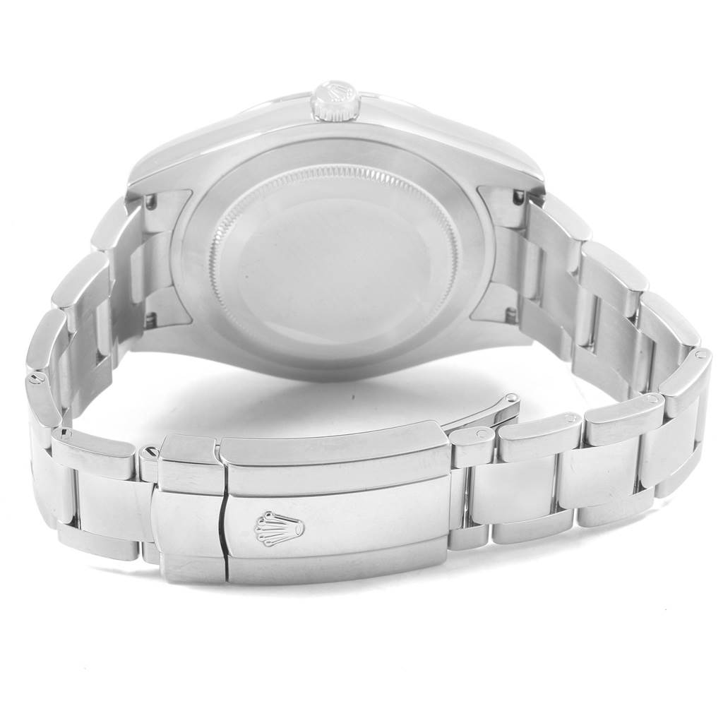 This image shows the back view of a Rolex Datejust 41 116334 Men's Stainless Steel Grey Dial 116334 Men's Stainless Steel Grey Dial watch, highlighting the case back, bracelet, and clasp.