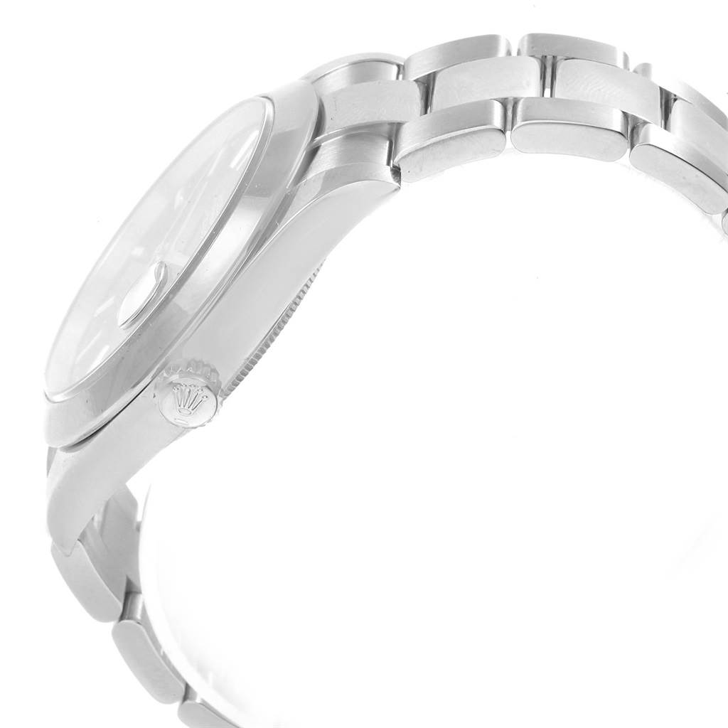 This image shows a side view of the Rolex Datejust 41 126300 Men's Stainless Steel Blue Dial 126300 Men's Stainless Steel Blue Dial model, highlighting the crown and bracelet.