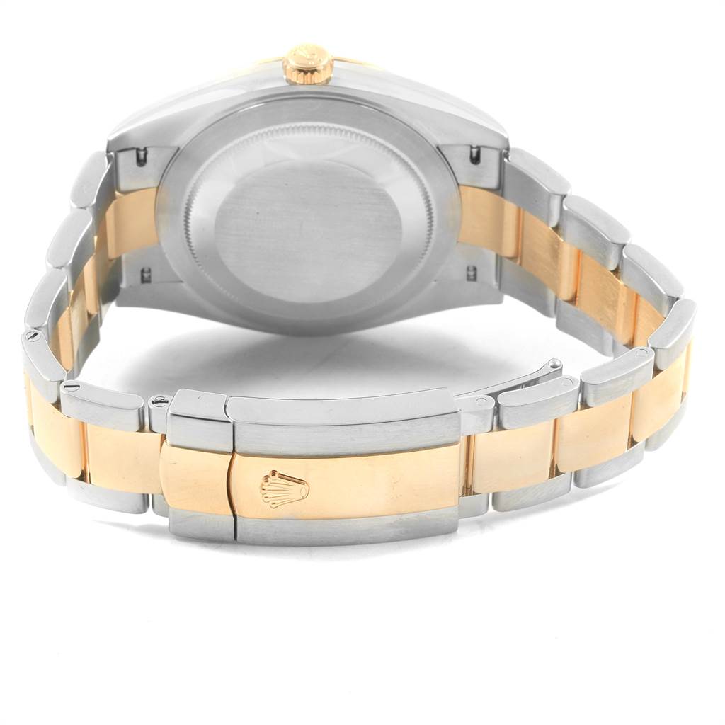 The image shows the back of the Rolex Datejust 41 126333 Men's Steel and Gold (two tone) Black Dial 126333 Men's Steel and Gold (two tone) Black Dial watch, highlighting the case back and the two-tone metal bracelet.