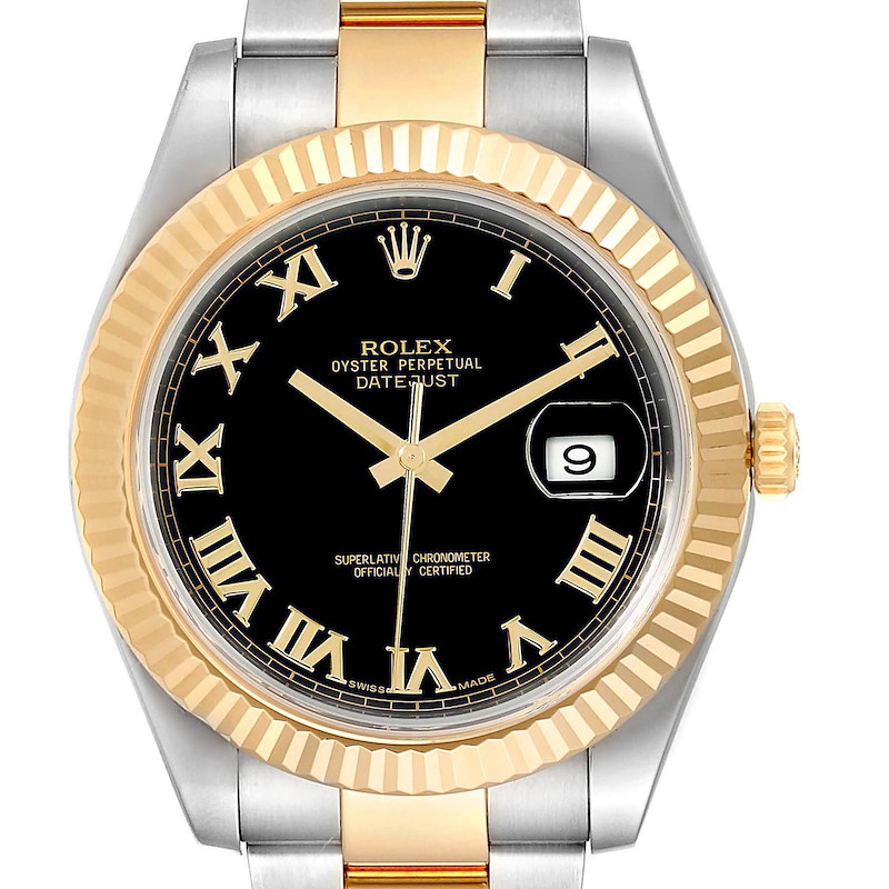 Rolex Datejust II Steel Yellow Gold Black Dial Watch 116333 Box Card SwissWatchExpo