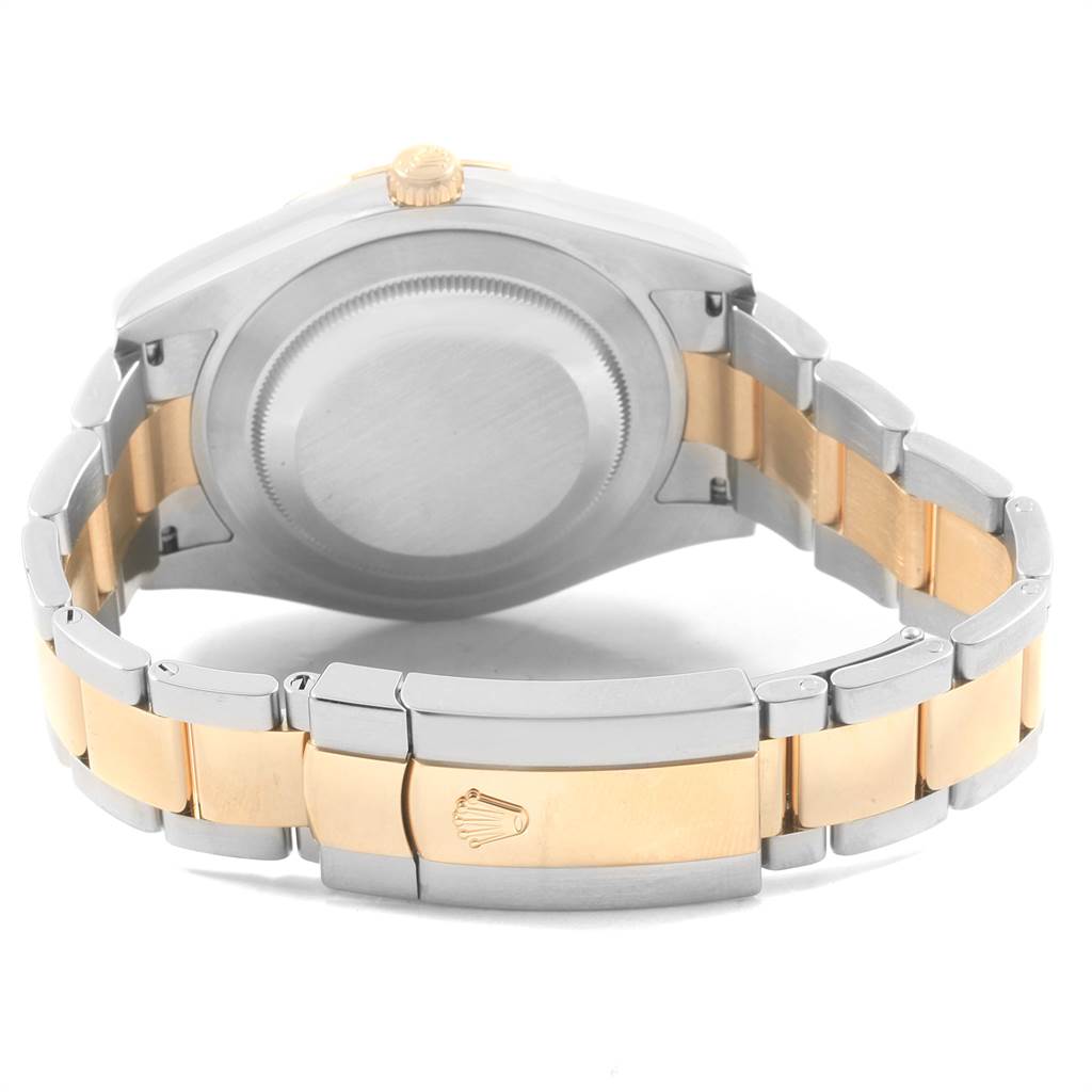 The image shows the back view of a Rolex Datejust 41 116333 Men's Steel and Gold (two tone) Black Dial 116333 Men's Steel and Gold (two tone) Black Dial model, highlighting the case back and two-tone bracelet.