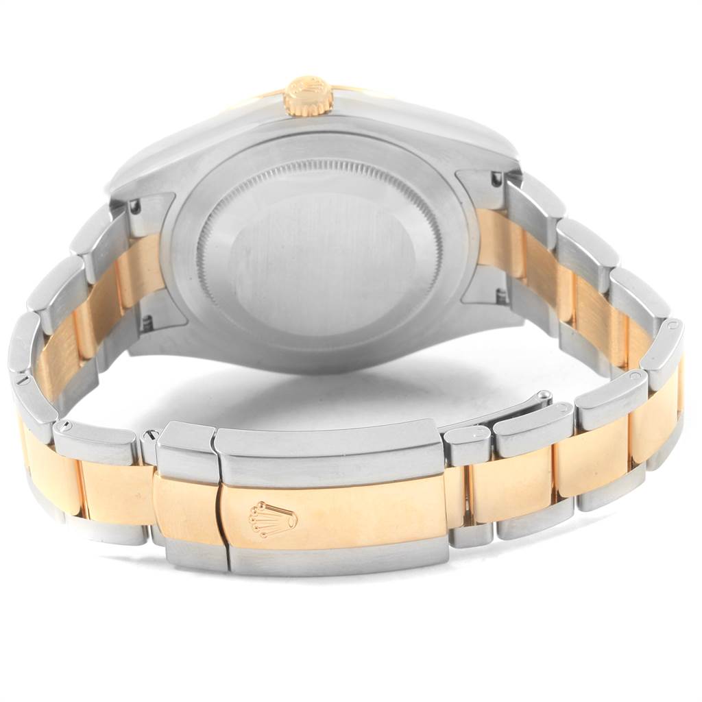 The image shows the back case and clasp of a Rolex Datejust 41 116333 Men's Steel and Gold (two tone) Black Dial 116333 Men's Steel and Gold (two tone) Black Dial watch from a rear angle.