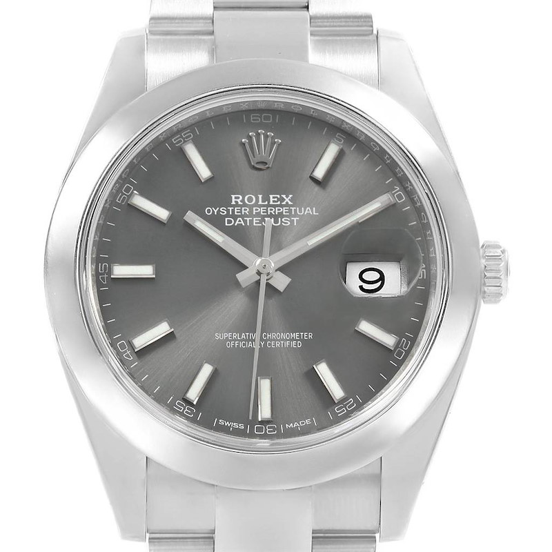 Rolex Datejust 41 Grey Dial Oyster Bracelet Steel Mens Watch 126300 SwissWatchExpo