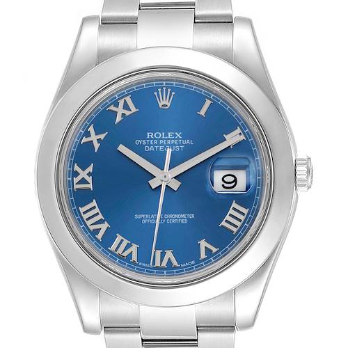 Photo of Rolex Datejust II 41mm Stainless Steel Blue Roman Dial Watch 116300