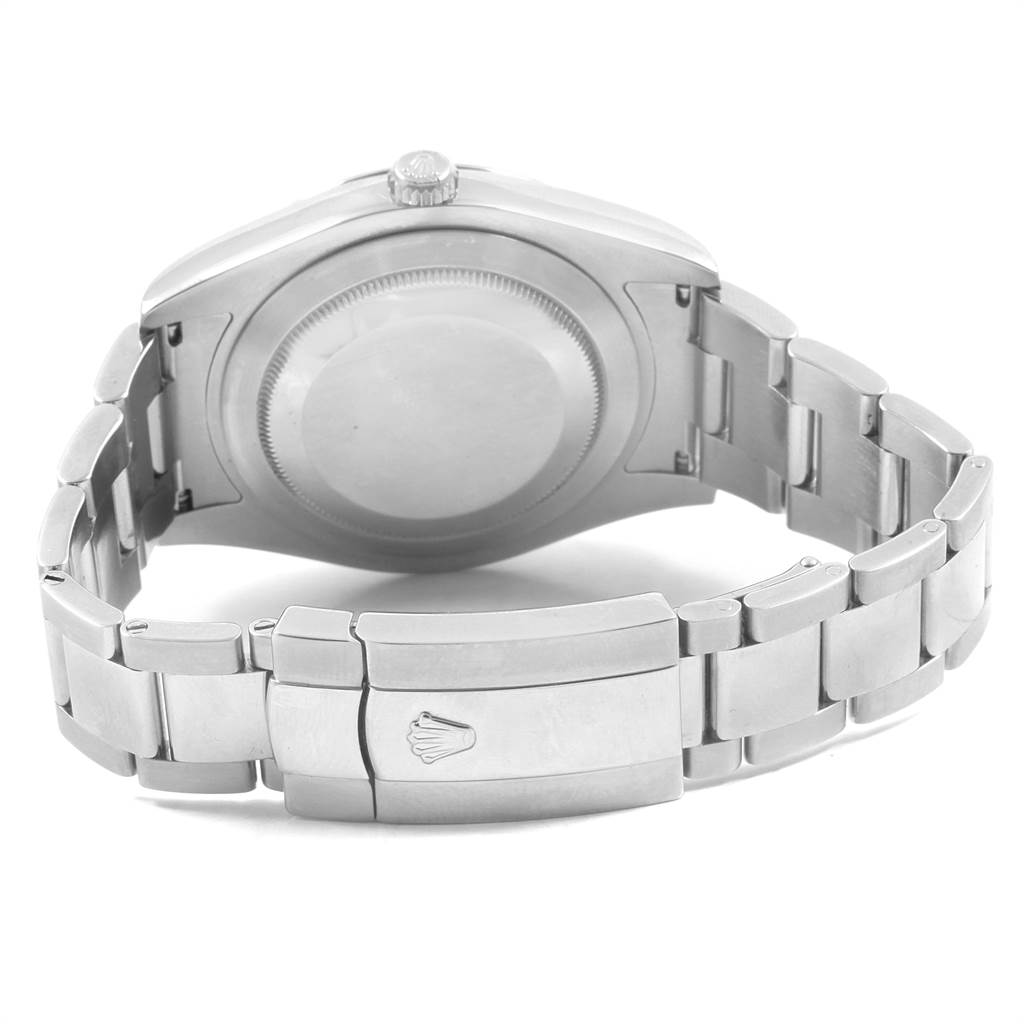 The image shows the back view of the Rolex Datejust 41 116300 Men's Stainless Steel Black Dial 116300 Men's Stainless Steel Black Dial watch, focusing on its case back and bracelet.