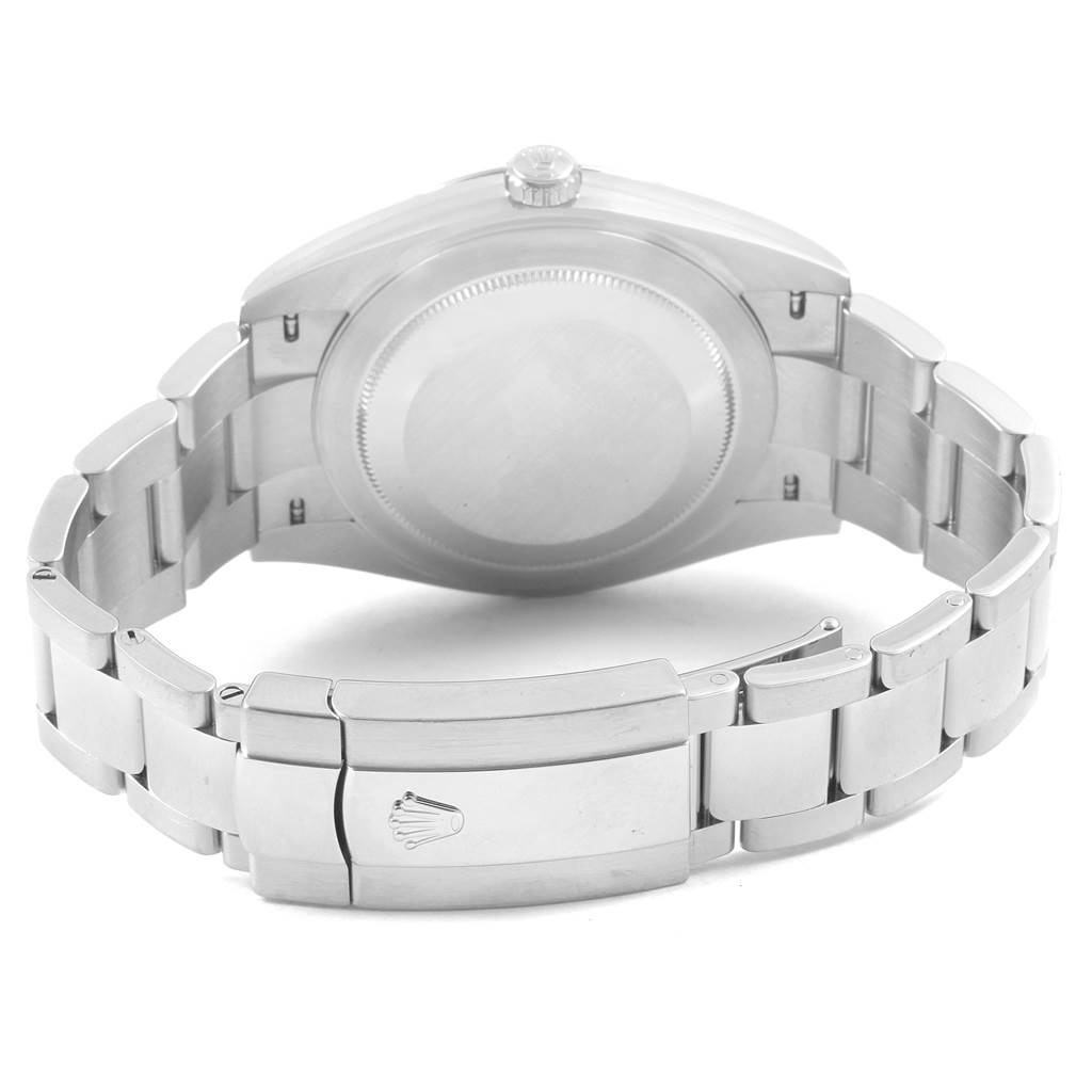 The image shows the back view of a Rolex Datejust 41 126300 Men's Stainless Steel Blue Dial 126300 Men's Stainless Steel Blue Dial watch, highlighting the case back and the bracelet clasp.