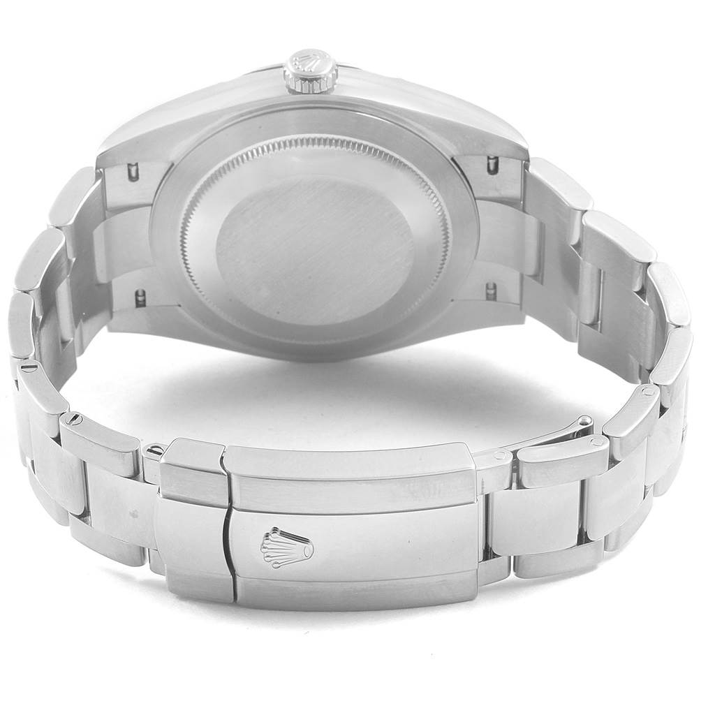 The image shows the back view and clasp of a Rolex Datejust 41 126300 Men's Stainless Steel Silver Dial 126300 Men's Stainless Steel Silver Dial watch, highlighting the case back and bracelet.