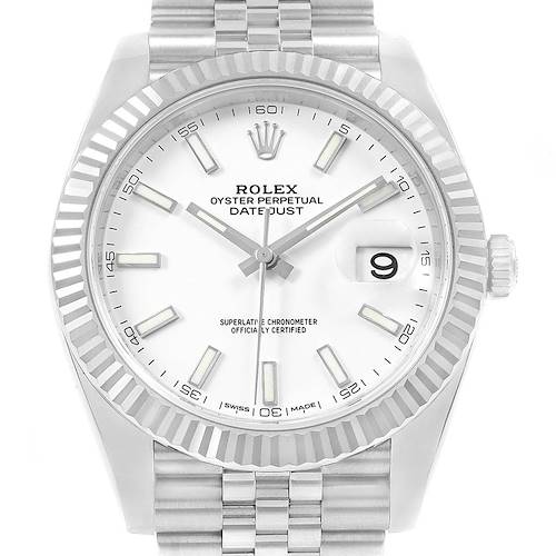 Photo of Rolex Datejust 41 Steel White Gold Mens Watch 126334 Box Card