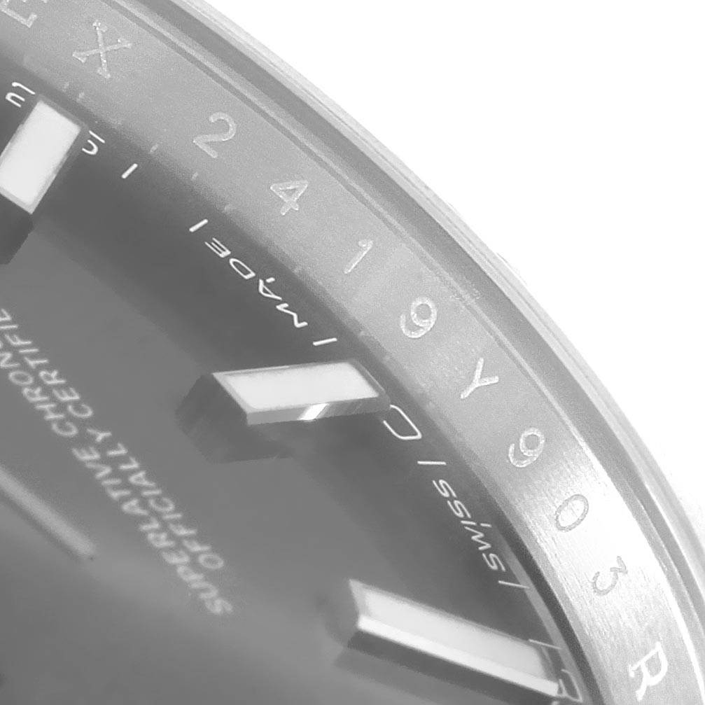 The image shows a close-up angle of the dial, hour markers, and part of the chapter ring on the Rolex Datejust 41 126334 Men's Stainless Steel Grey Dial 126334 Men's Stainless Steel Grey Dial.