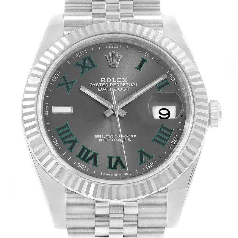 Rolex Datejust 41 Steel White Gold Slate Roman Dial Mens Watch 126334 SwissWatchExpo