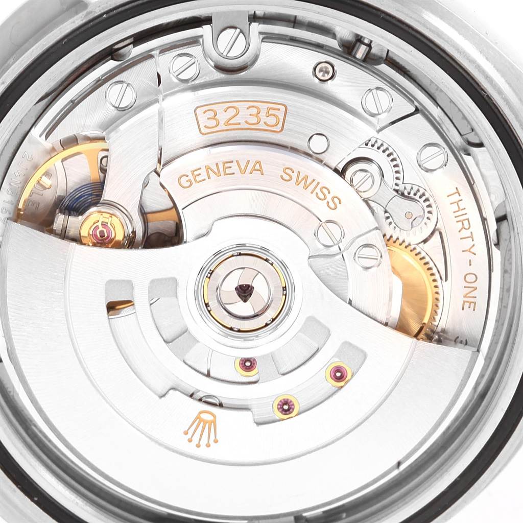 This image shows the open case back of the Rolex Datejust 41 126334 Men's Stainless Steel Grey Dial 126334 Men's Stainless Steel Grey Dial, highlighting the 3235 movement mechanism.
