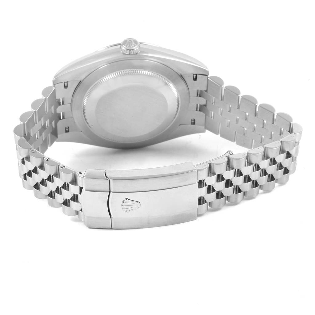 The image shows the case back and bracelet clasp of a Rolex Datejust 41 126334 Men's Stainless Steel Grey Dial 126334 Men's Stainless Steel Grey Dial watch.