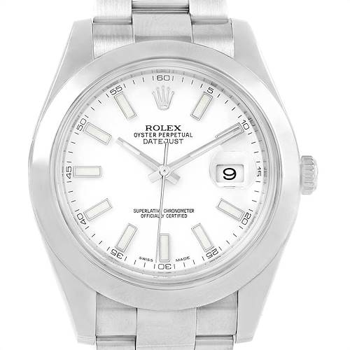 Photo of Rolex Datejust II White Dial Domed Bezel Steel Mens Watch 116300