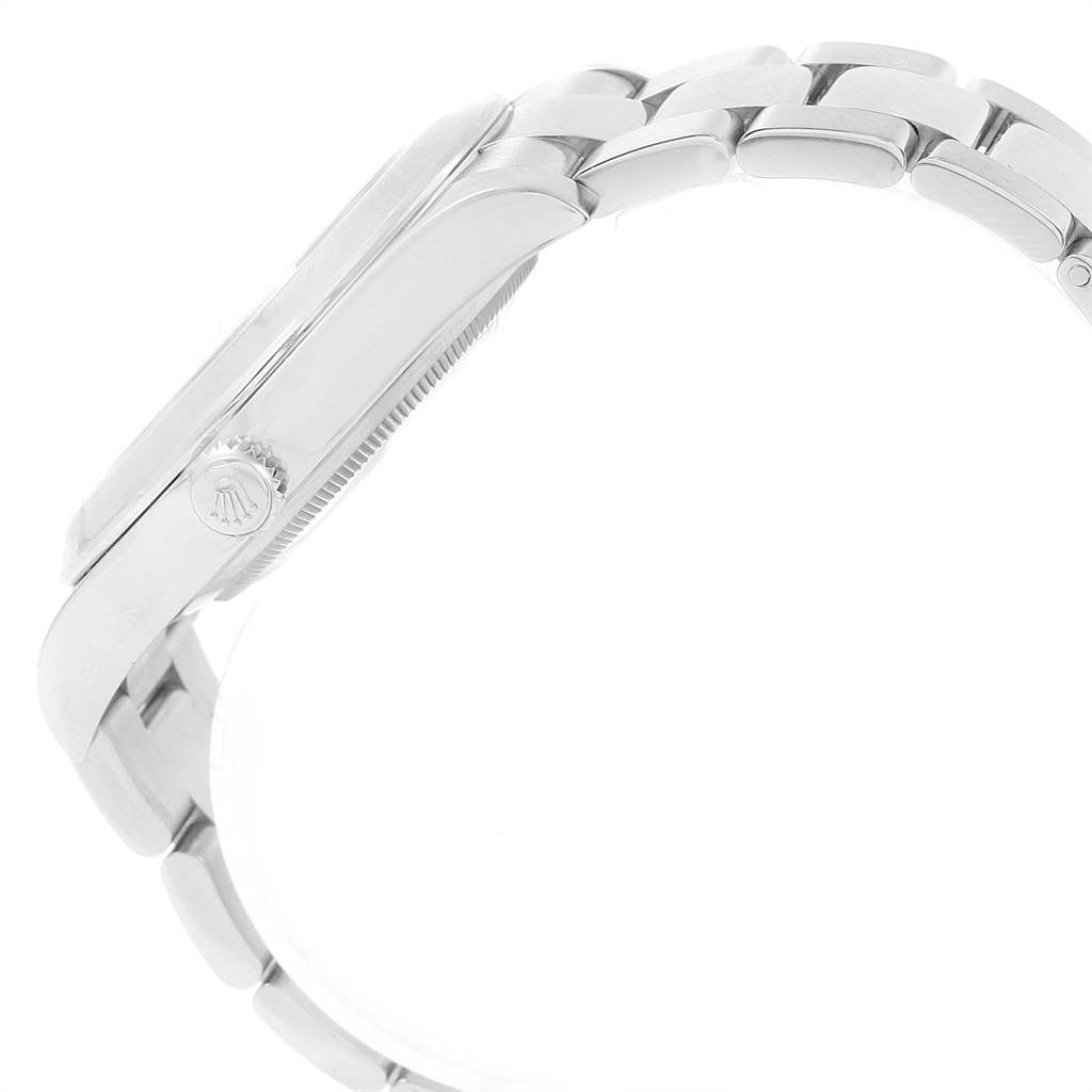 The image shows a side-angle view of the Rolex Datejust 41 116300 Men's Stainless Steel White Dial 116300 Men's Stainless Steel White Dial model, focusing on its case and bracelet.