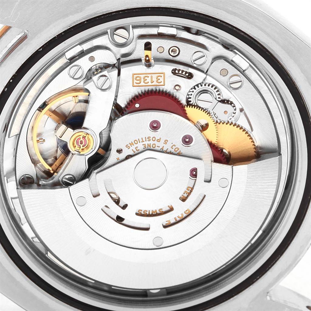 The image shows the movement mechanism and inner components of the Rolex Datejust 41 116333 Men's Steel and Gold (two tone) Black Dial 116333 Men's Steel and Gold (two tone) Black Dial model.