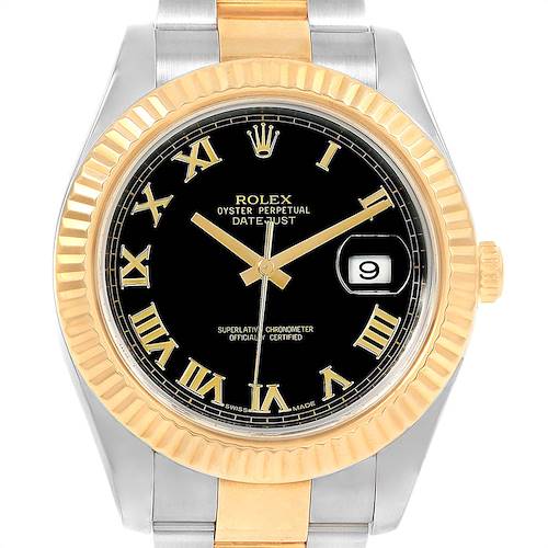 Photo of Rolex Datejust II Steel Yellow Gold Black Dial Watch 116333 Box Card