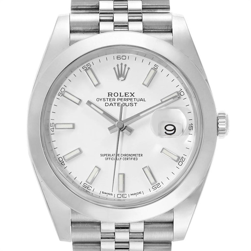 Rolex Datejust 41 White Dial Jubilee Bracelet Steel Mens Watch 126300 SwissWatchExpo