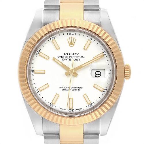 Photo of Rolex Datejust 41 Steel Yellow Gold White Dial Mens Watch 126333