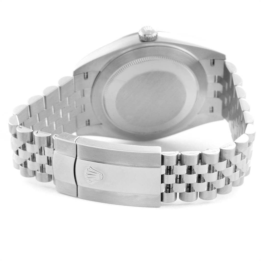 The image shows the back case and clasp of the Rolex Datejust 41 126334 Men
s Stainless Steel Silver Dial 126334 Men
s Stainless Steel Silver Dial watch, highlighting the bracelet.