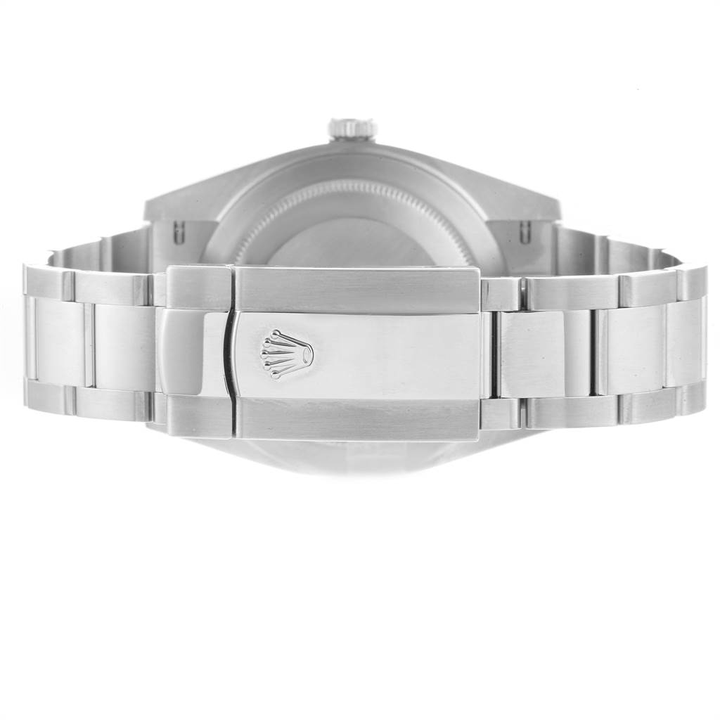 The image shows the stainless steel clasp and case back of the Rolex Datejust 41 126334 Men's Stainless Steel Grey Dial 126334 Men's Stainless Steel Grey Dial model from a rear view.