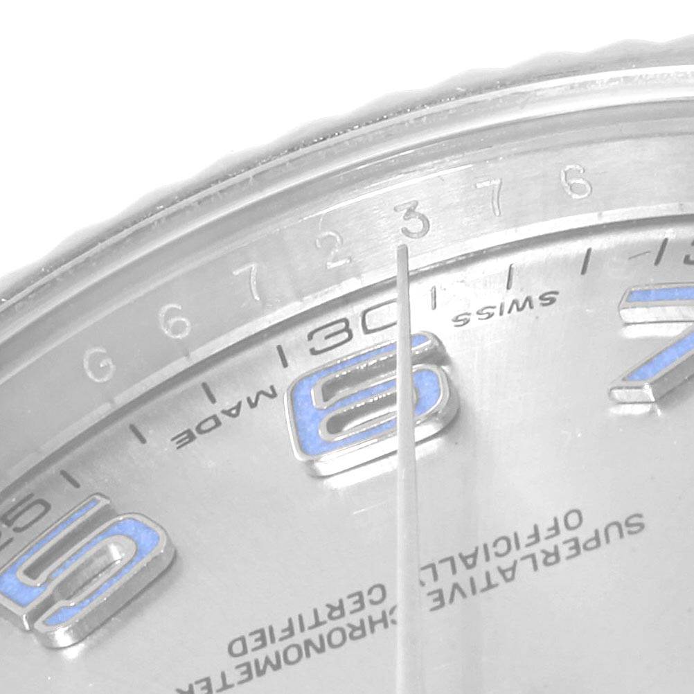 This image shows a close-up of the dial and bezel of a Rolex Datejust 41 116334 Men's Stainless Steel Grey Dial 116334 Men's Stainless Steel Grey Dial watch, focusing on the 2, 3, 6, and 7 o'clock markers.
