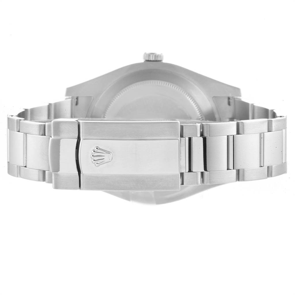 This image shows the backside of a Rolex Datejust 41 116334 Men's Stainless Steel Grey Dial 116334 Men's Stainless Steel Grey Dial, highlighting the clasp and bracelet links.