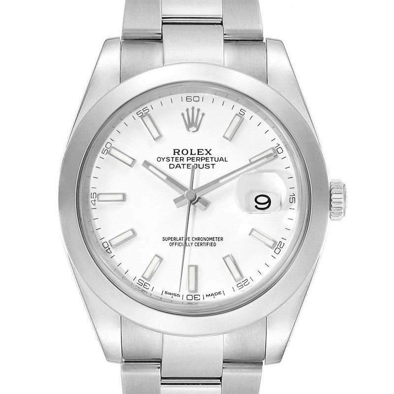Rolex Datejust 41 White Dial Steel Mens Watch 126300 Box Papers SwissWatchExpo
