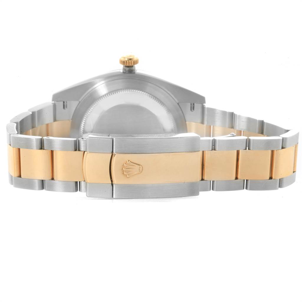 The image shows the back view of the Rolex Datejust 41 126303 Men's Steel and Gold (two tone) Grey Dial 126303 Men's Steel and Gold (two tone) Grey Dial model, focusing on the case back and the two-tone bracelet.