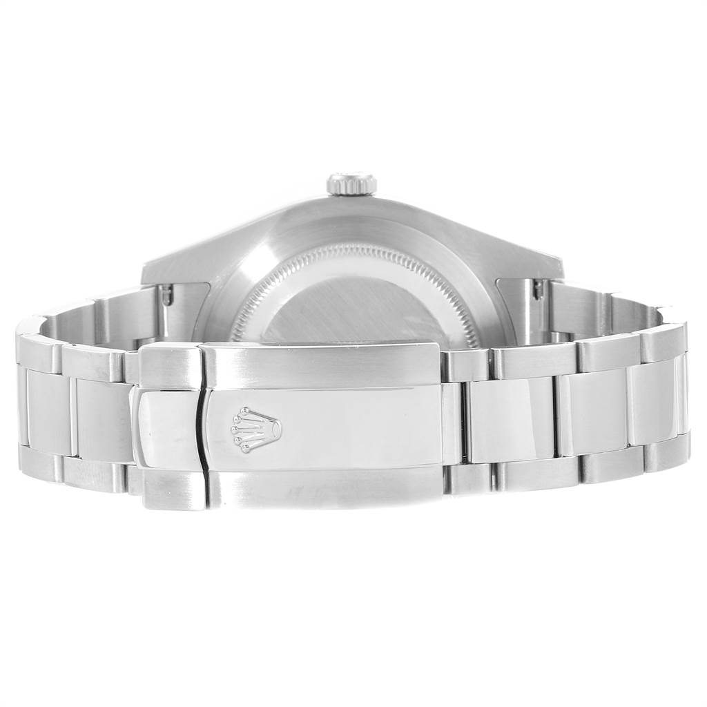 This image shows the rear view of the Rolex Datejust 41 116334 Men's Stainless Steel Silver Dial 116334 Men's Stainless Steel Silver Dial, highlighting the watch's clasp and bracelet.