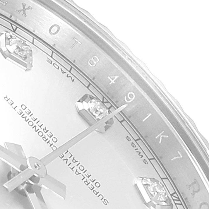 The image shows a close-up of the dial, hour markers, and hands of a Rolex Datejust 41 116334 Men's Stainless Steel Silver Dial 116334 Men's Stainless Steel Silver Dial watch.