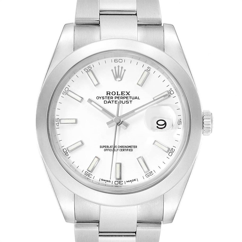 Rolex Datejust 41 White Dial Steel Mens Watch 126300 Box Papers SwissWatchExpo